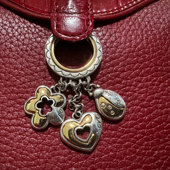 Brighton Leather Crocodile Cherry Red Shoulder Bag Purse - Picture 2 of 8